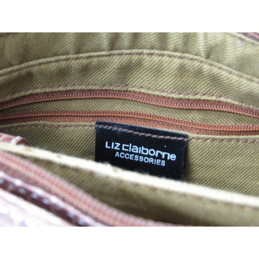 Liz Claiborne Purse Accessories Brown Embossed Snakeskin Womens Shoulder Bag - Picture 13 of 16